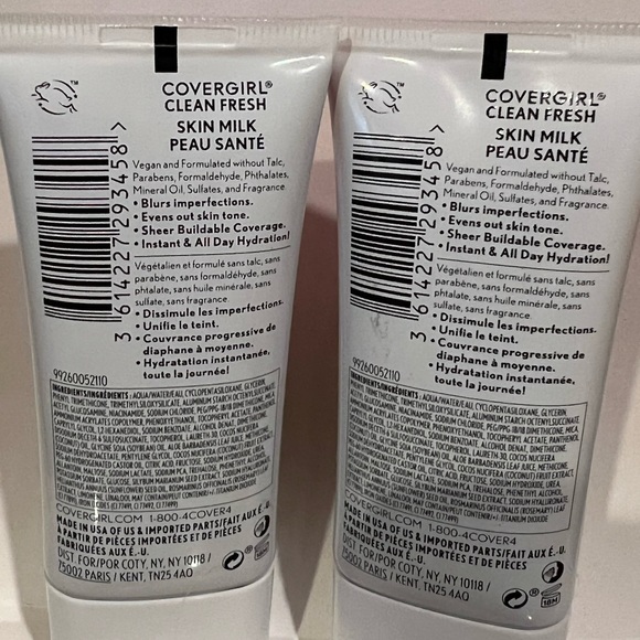 New Set 2 Covergirl Clean Fresh Skin Milk Foundation 620 Deep Vegan Dewy Finish - Picture 2 of 2